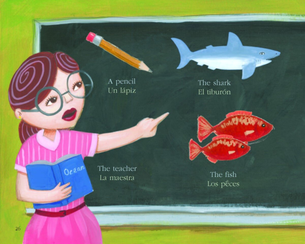 El tiburón que me enseñó inglés Bilingual Children's Books in Spanish